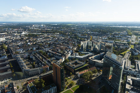 Aerial view of the city of DÃ¼sseldorf, Germany.の写真素材