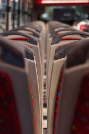 Row of seats in a public bus station. Selective focus.の写真素材