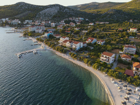 Aerial view of mountainous coastline in Croatiaの写真素材