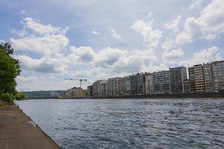 View of the river Meuse and the city of Liege Belgium