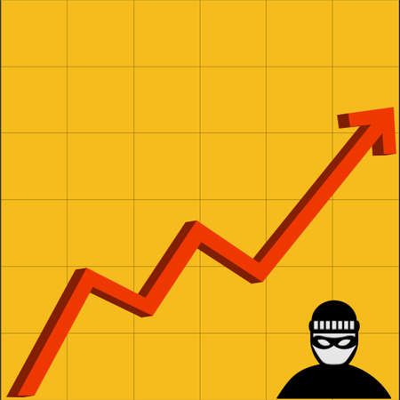 A thief and a thug without work. pandemic left bandits out of work. Crime reduction concept. low level of detection of crimes. Statistics on acquittals. low authority and integrity.のイラスト素材