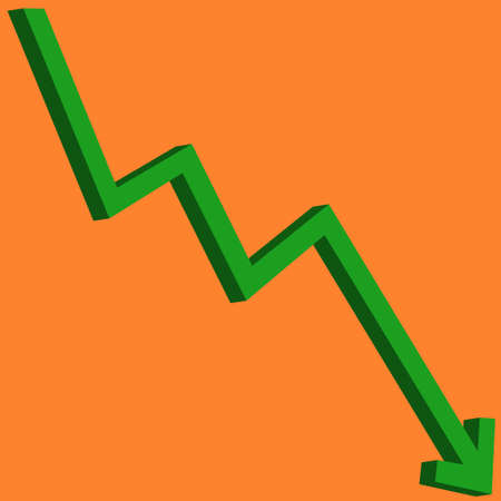 Trend down isolated icon. Business graph line vector icon for websites and mobile 3d design.