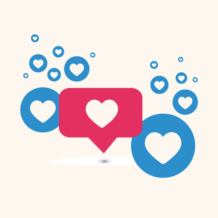 Like and Love icons. Thumbs up and heart, social media icon. Vector illustration.のイラスト素材