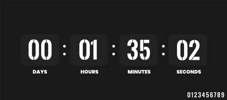 Countdown clock. Counter timer clocks counts day digital down watch numeric minute coming score hour display web page.のイラスト素材