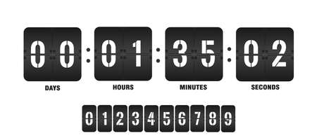 Countdown clock. Counter timer clocks counts day digital down watch numeric minute coming score hour display web page.のイラスト素材