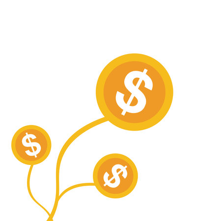 Financial success concept. Vector investment graph. Dollar symbol in circle. Money illustrationのイラスト素材