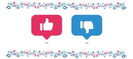 Like and Love icons. Thumbs up and heart, social media icon. Vector illustration with white background.のイラスト素材