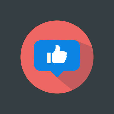 Thumb up icon, blue vector logo. Circle isolated like symbol.のイラスト素材