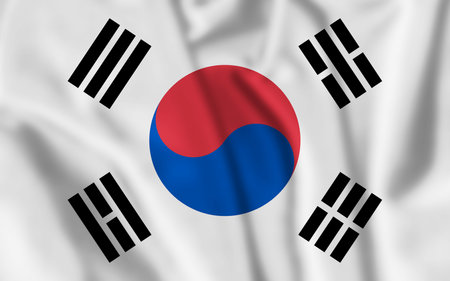 Flag of South Korea. Waving flag of South Korea.の写真素材