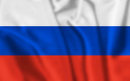 Russia flag blowing in the wind. 3d illustration.の写真素材