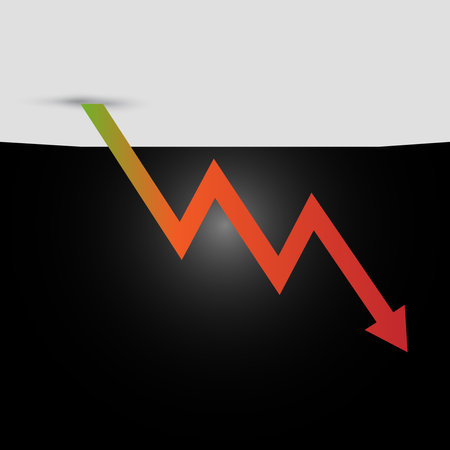Financial crisis or Financial success concept. Red Arrow symbol. Money illustration.のイラスト素材
