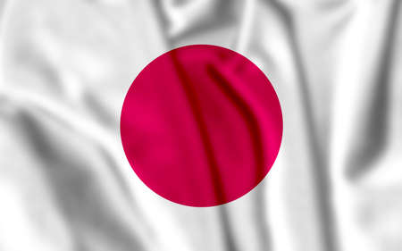 Japan flag with fabric texture. 3D illustration.の写真素材