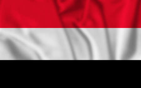 Yemen national flag blowing in the wind isolated. high quality photoの写真素材