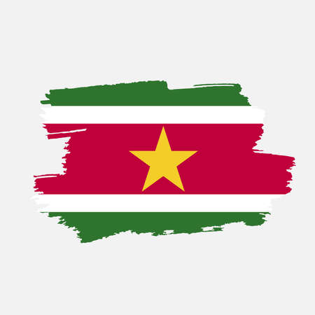 Suriname flag. Vector illustration on a white background. Painted in watercolor paint colors in the national flag. vector illustrationのイラスト素材