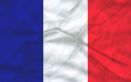 Illustration of the flag of France waving in the wind. high quality illustration