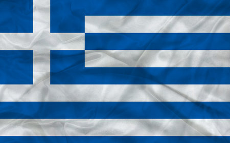 The blue and white national flag of Greece. High quality illustration.の写真素材