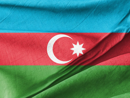 Waved Textured The flag of azerbaijan Symbolizing National Identity and Unityの写真素材