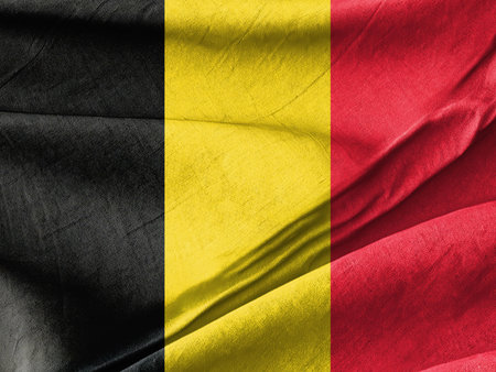 Waved Textured The flag of belgium Symbolizing National Identity and Unityの写真素材