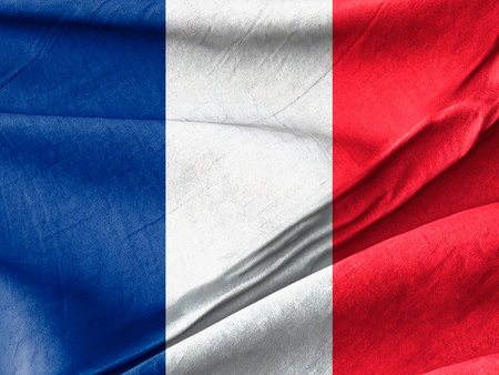 French National Flag With Wrinkled Texture Symbolizing Patriotismの写真素材