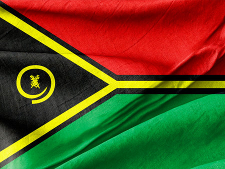 National Flag of Vanuatu Featuring Vibrant Colors and Texturesの写真素材