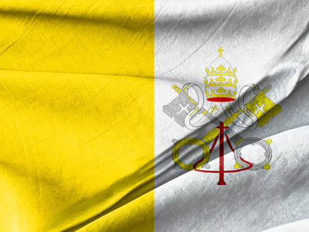 Vatican City Flag Depicting Papal Emblem with Key and Tiara Designの写真素材