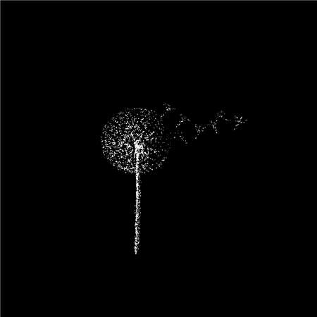 Black and white illustration of a dandelion in the wind. Flower of Paradiseのイラスト素材