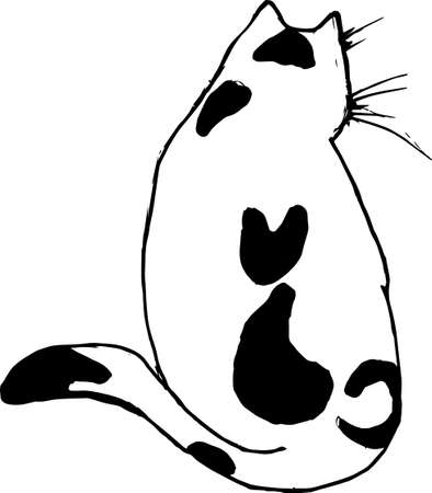 Black white pettern of a cat with a cat on his back. Tattoo ideaの写真素材