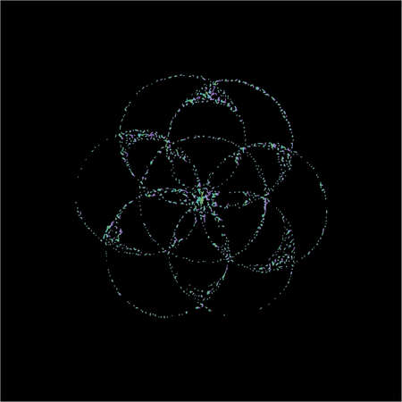 Neon illustration of the flower of life in the style of dotwork. Tattoo idea.