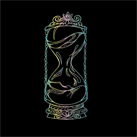 Color hourglass illustration in old style. Tattoo idea.のイラスト素材