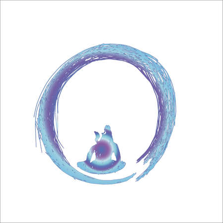 Gradient illustration of shiva in a circle of zen. Tattoo idea.のイラスト素材
