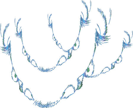 Neon illustration of the profile of the bottom view in the shading shadow.