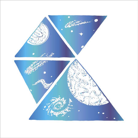 Gradient color image of space. Geometric pattern of the cosmic universeのイラスト素材