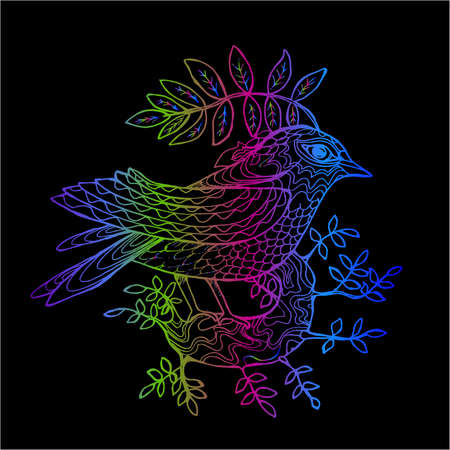 IIlustration of a bird on a tree branch. Beautiful bird.のイラスト素材