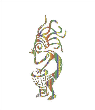 Picture of a darbuka playing kokopelli. God of love.のイラスト素材