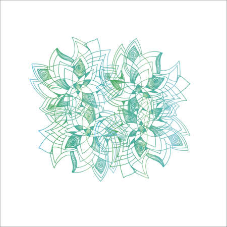 Color gradient illustration of a mandala flower with patterns, ornaments, an idea for a tattoo.のイラスト素材