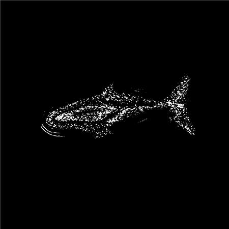 Illustration of a whale underwater in a dotwork style.のイラスト素材