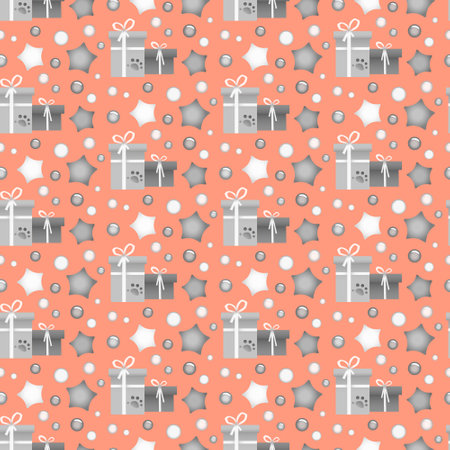 Christmas seamless pattern with gifts boxes on redのイラスト素材