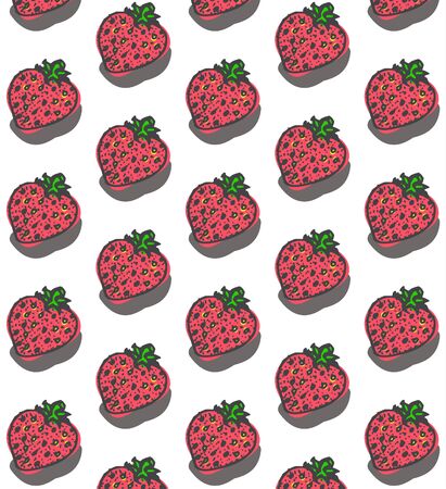 Sweet Strawberry Pattern vector on white backgroundのイラスト素材
