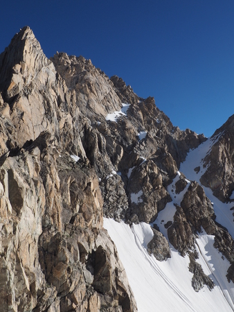 Snow and rock in the Caucasus mountain, glasierの写真素材