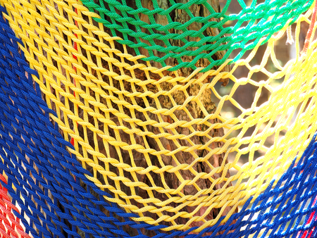 Colorful of hammock made from nylon hangingの写真素材