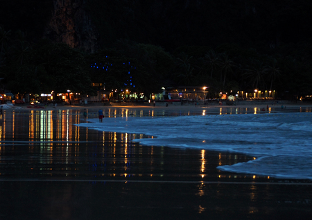 A night view at one shore of oceanの写真素材