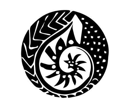Shell silhouette sings isolated on white background. Vectorのイラスト素材