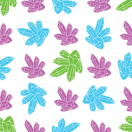 Cosmic crystals pattern green blue and purple color w on light backgroundのイラスト素材