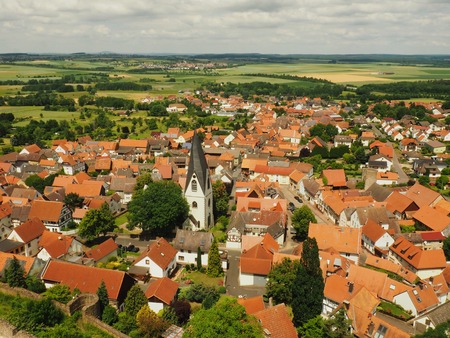 Old Traditional German city. view from top.beautiful red roofs.の写真素材