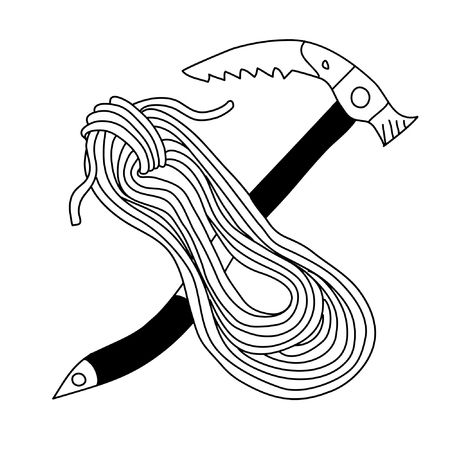 doodle icon. coil of climbing rope. vector illustrationのイラスト素材