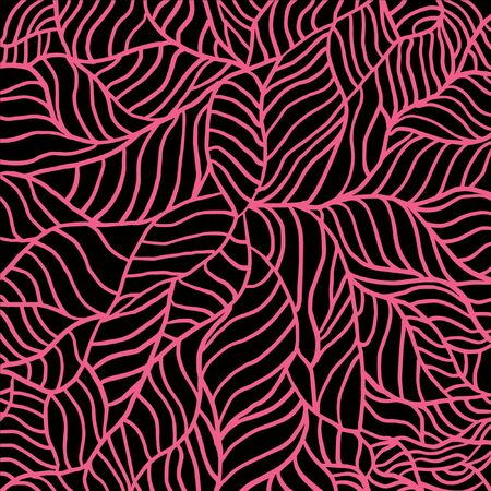 abstract bright wave ornament pink on blackのイラスト素材