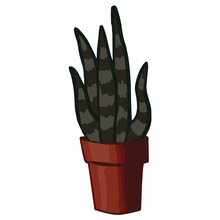 Colorful house plant in pot for your design in flat style illustration.のイラスト素材