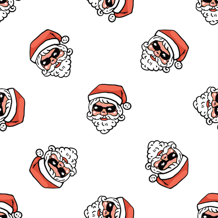 Minimalistic Christmas pattern Santa Claus on white background.のイラスト素材