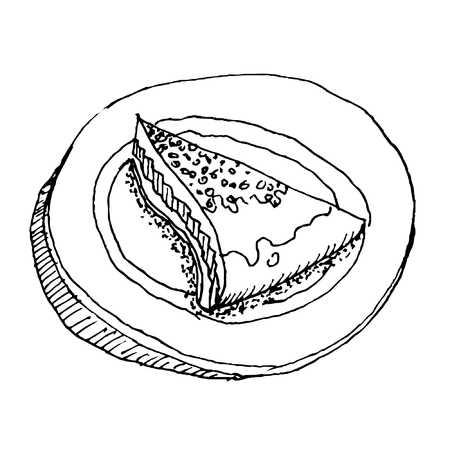 cake design element. shabby food image. sketch hand drawnのイラスト素材