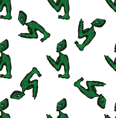 Seamless alien doodle patternのイラスト素材